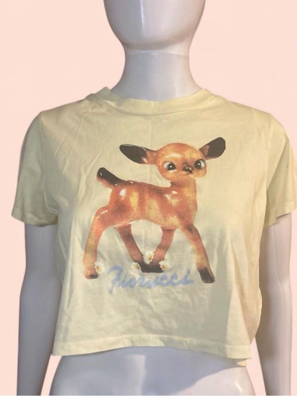 Fiorucci Yellow Deer Graphic Crop Tee